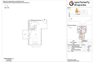 Rzut - Mieszkanie na sprzedaż 1 pokój o powierzchni 30,43 m² - numer M-38 w Apartamenty Grajewska