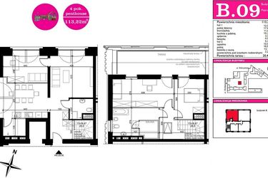 Rzut - Mieszkanie na sprzedaż 4 pokoje o powierzchni 113,22 m² - numer B.9 w ART MODERN etap III - Modern Loft