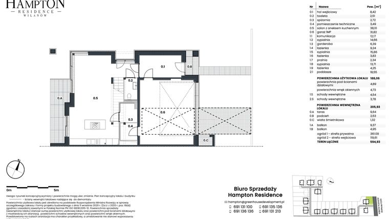 Rzut - Dom na sprzedaż 5 pokoi o powierzchni 188,06 m² - numer H1B w Hampton Residence Wilanów