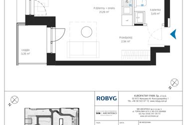 Rzut - Mieszkanie na sprzedaż 1 pokój o powierzchni 27,7 m² - numer A2/1M05 w Sky Point - Apartamenty Inwestycyjne
