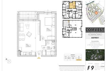 Rzut - Mieszkanie na sprzedaż 2 pokoje o powierzchni 51,19 m² - numer F9 w Kowanówko