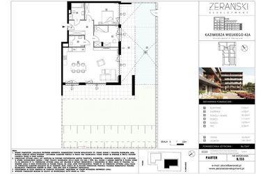 Rzut - Mieszkanie na sprzedaż 3 pokoje o powierzchni 86,72 m² - numer B03 w Kazimierza Wielkiego 42A etap II