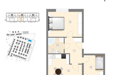 Rzut - Mieszkanie na sprzedaż 3 pokoje o powierzchni 69,47 m² - numer B6 w Błękitne Aleje Etap XV