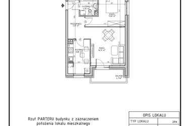 Rzut - Mieszkanie na sprzedaż 2 pokoje o powierzchni 48,71 m² - numer M8 w Osiedle Foresto etap 2