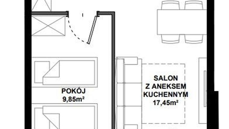 Rzut - Mieszkanie na sprzedaż 2 pokoje o powierzchni 39,22 m² - numer C.4 w Apartamenty Bałtyk