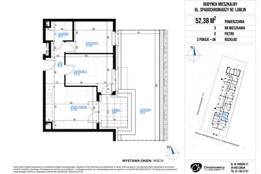 Rzut - Mieszkanie na sprzedaż 3 pokoje o powierzchni 52,38 m² - numer 3 w Vieniava edycja druga