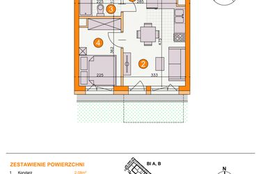 Rzut - Mieszkanie na sprzedaż 2 pokoje o powierzchni 27,65 m² - numer BI/D3 w Osiedle Bocianie Gniazdo 2