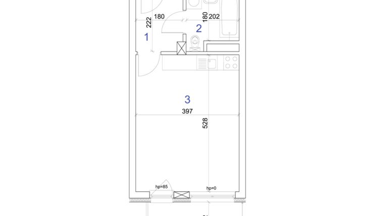 Rzut - Mieszkanie na sprzedaż 1 pokój o powierzchni 28,68 m² - numer 6A.35 w Mierzeja Wiślana etap IV