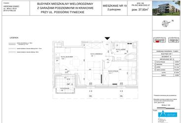 Rzut - Mieszkanie na sprzedaż 2 pokoje o powierzchni 37,93 m² - numer B19 w Podgórki Tynieckie