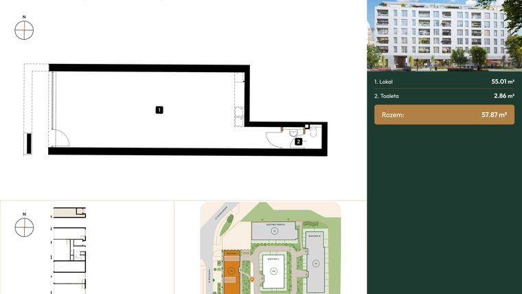 Rzut - Lokal użytkowy na sprzedaż 1 pokój o powierzchni 58,13 m² - numer LU1 w Wierzbowa 20