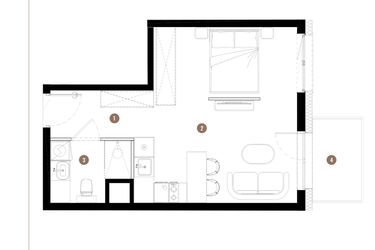 Rzut - Mieszkanie na sprzedaż 1 pokój o powierzchni 32,74 m² - numer C3.00.05 w Apartamenty Reytana