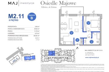 Rzut - Mieszkanie na sprzedaż 2 pokoje o powierzchni 49,05 m² - numer M2.11 w Osiedle Majowe 2.0