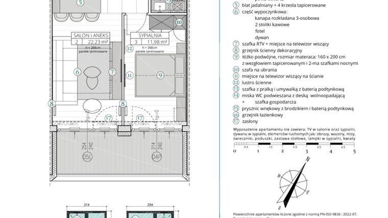 Rzut - Mieszkanie na sprzedaż 2 pokoje o powierzchni 42,84 m² - numer A.2.8 w Remedium