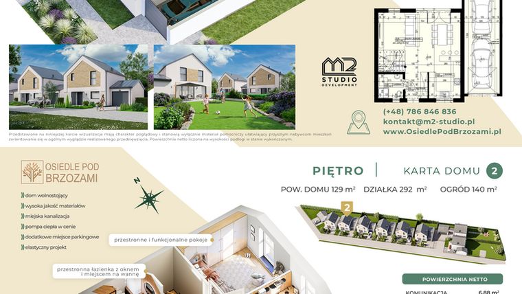 Rzut - Dom na sprzedaż 4 pokoje o powierzchni 129 m² - numer 2 w Osiedle Pod Brzozami etap II
