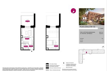 Rzut - Mieszkanie na sprzedaż 1 pokój o powierzchni 44,65 m² - numer G2.130 w Fuzja Lofty
