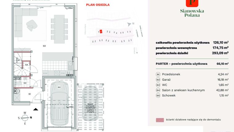 Rzut - Dom na sprzedaż 4 pokoje o powierzchni 126,23 m² - numer 21B w Sianowska Polana
