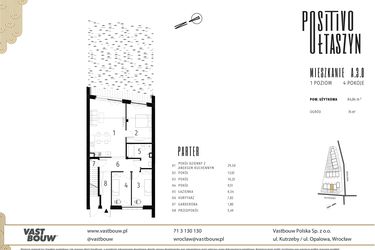 Rzut - Mieszkanie na sprzedaż 4 pokoje o powierzchni 84,84 m² - numer A.3.0 w Positivo Ołtaszyn
