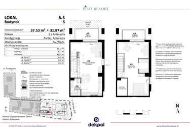 Rzut - Mieszkanie na sprzedaż 2 pokoje o powierzchni 69,4 m² - numer 5.05 w Pino Resort