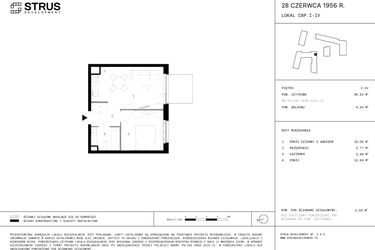 Rzut - Mieszkanie na sprzedaż 2 pokoje o powierzchni 36,34 m² - numer 143 w 28 czerwca 1956 r.