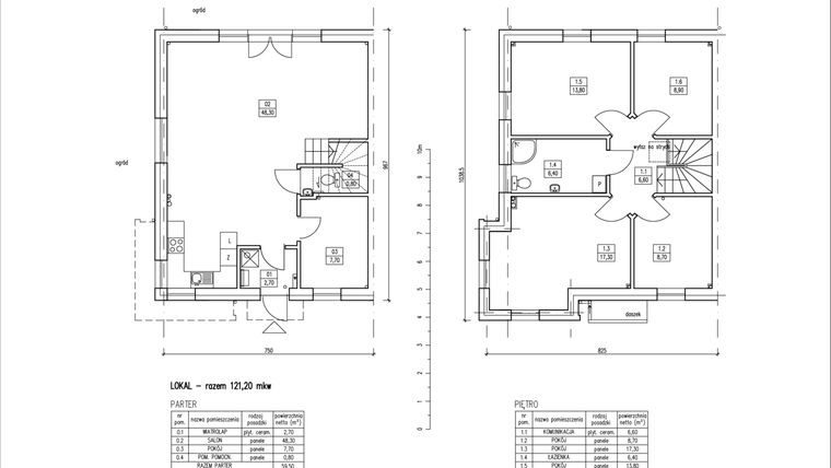 Rzut - Dom na sprzedaż 6 pokoi o powierzchni 121,2 m² - numer N1 w Iwiny Park etap IV