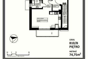 Rzut - Mieszkanie na sprzedaż 3 pokoje o powierzchni 74,75 m² - numer B10/B w Osiedle Lente Zacharzyce