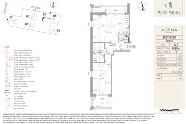 Rzut - Mieszkanie na sprzedaż 2 pokoje o powierzchni 48,89 m² - numer B4M9 w Rytm Natury