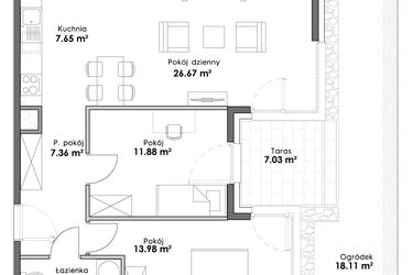 Rzut - Mieszkanie na sprzedaż 3 pokoje o powierzchni 72,25 m² - numer C1-4 w Slow City