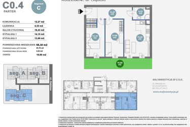 Rzut - Mieszkanie na sprzedaż 3 pokoje o powierzchni 66,3 m² - numer C0.4 w Nowy Radzionków