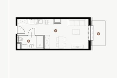 Rzut - Mieszkanie na sprzedaż 1 pokój o powierzchni 26,82 m² - numer II.3.15 w Tuwima Apartments