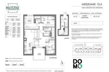 Rzut - Mieszkanie na sprzedaż 4 pokoje o powierzchni 82,03 m² - numer 10A w Miłoszove