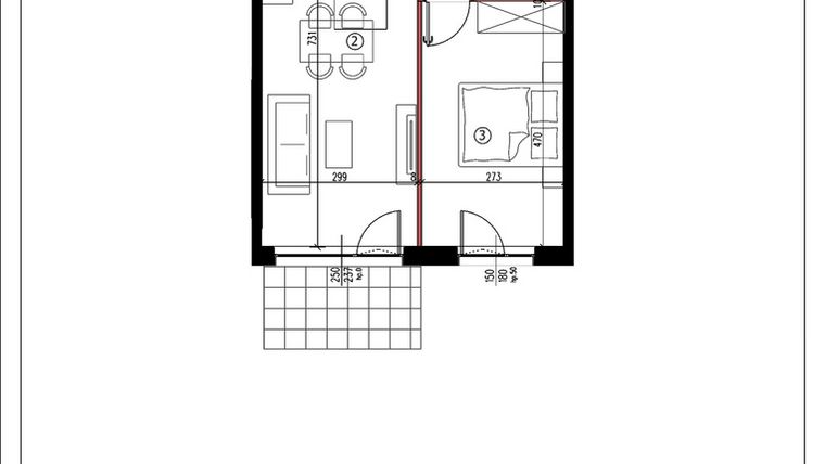 Rzut - Mieszkanie na sprzedaż 2 pokoje o powierzchni 40,27 m² - numer 40 w Andersa 3