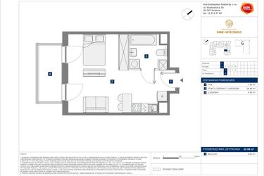 Rzut - Mieszkanie na sprzedaż 1 pokój o powierzchni 30,59 m² - numer F-6 w Apartamenty Park Matecznego Etap 2