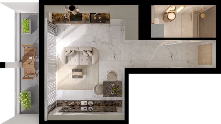 Rzut - Mieszkanie na sprzedaż 1 pokój o powierzchni 27,86 m² - numer A4/4/22 w GEMINI G-7