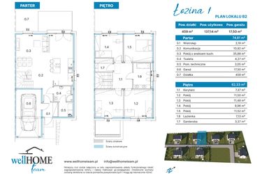 Rzut - Dom na sprzedaż 5 pokoi o powierzchni 137,14 m² - numer B2 w Łozina I