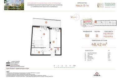 Rzut - Mieszkanie na sprzedaż 2 pokoje o powierzchni 46,42 m² - numer 12.59 w Osiedle Nowe Horyzonty etap III