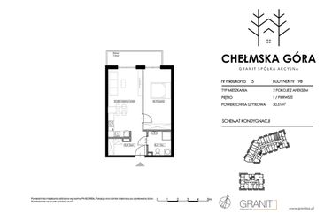 Rzut - Mieszkanie na sprzedaż 2 pokoje o powierzchni 50,58 m² - numer C-9B-M5 w Chełmska Góra