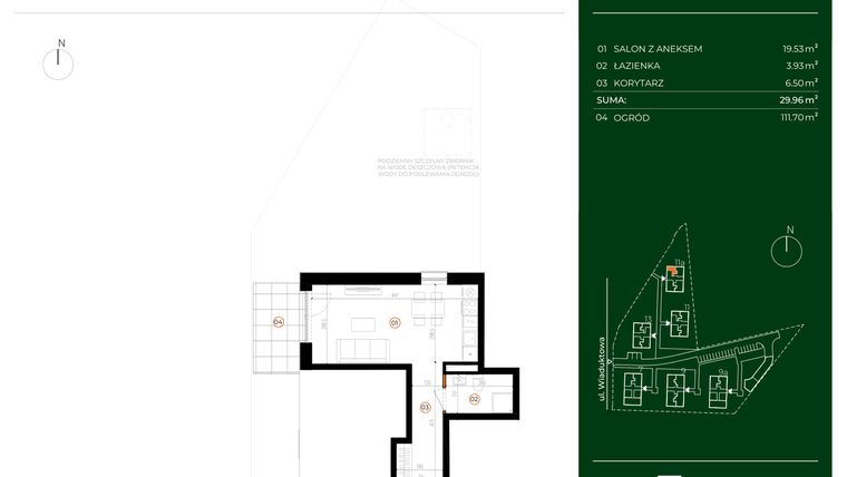 Rzut - Mieszkanie na sprzedaż 1 pokój o powierzchni 29,96 m² - numer 11A.01 w Wiaduktowa