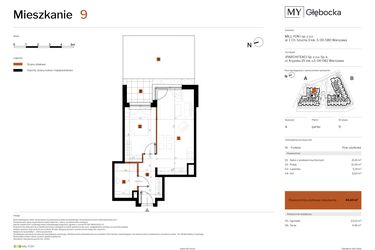 Rzut - Mieszkanie na sprzedaż 2 pokoje o powierzchni 44,1 m² - numer 9 w MY Głębocka
