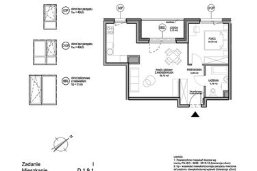 Rzut - Mieszkanie na sprzedaż 2 pokoje o powierzchni 47,6 m² - numer D.1.9.1 w Rumia Centralna