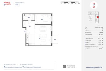Rzut - Mieszkanie na sprzedaż 2 pokoje o powierzchni 61,3 m² - numer A3.0.3 w Mieszkaj w Mieście - Załęska od Nowa