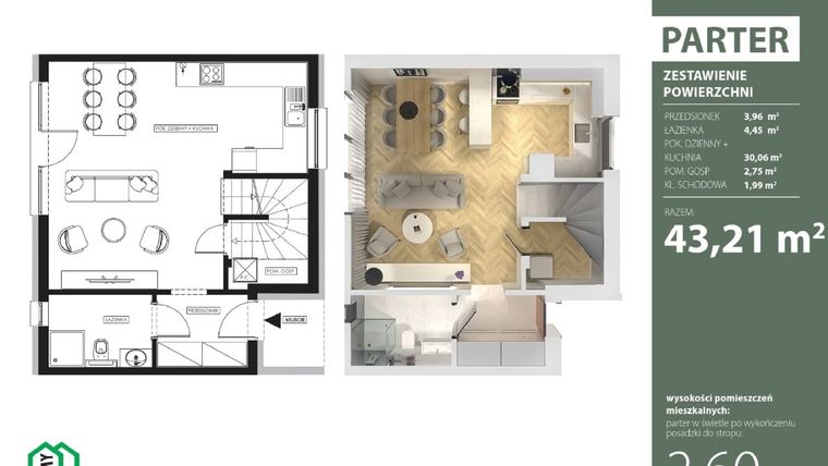 Rzut - Dom na sprzedaż 4 pokoje o powierzchni 87,52 m² - numer 44 w Osiedle Domy Rataja