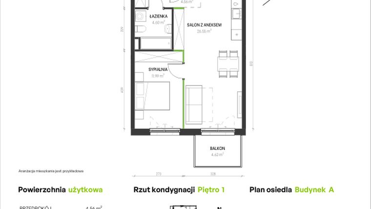 Rzut - Mieszkanie na sprzedaż 2 pokoje o powierzchni 47,7 m² - numer A/A/7 w Augustowska Vita