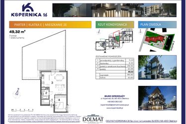 Rzut - Mieszkanie na sprzedaż 2 pokoje o powierzchni 49,32 m² - numer E02 w Kopernika Szesnaście