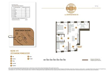 Rzut - Mieszkanie na sprzedaż 3 pokoje o powierzchni 56,54 m² - numer B4.P1.M17 w Faktoria Młyn