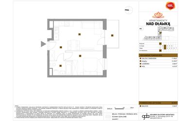Rzut - Mieszkanie na sprzedaż 2 pokoje o powierzchni 35,94 m² - numer 66 w Apartamenty nad Oławką etap II