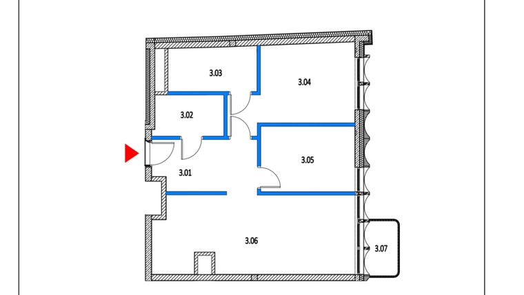 Rzut - Mieszkanie na sprzedaż 3 pokoje o powierzchni 67,74 m² - numer 22 w Garbary 68