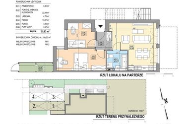 Rzut - Mieszkanie na sprzedaż 3 pokoje o powierzchni 55,63 m² - numer B23-P-A w Osiedle Bakaliowe