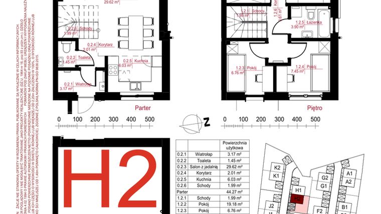 Rzut - Dom na sprzedaż 4 pokoje o powierzchni 134,7 m² - numer H2 w Gostyńska Invest II