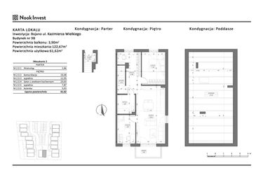 Rzut - Mieszkanie na sprzedaż 3 pokoje o powierzchni 61,62 m² - numer 9B w Bojano, ul. Kazimierza Wielkiego