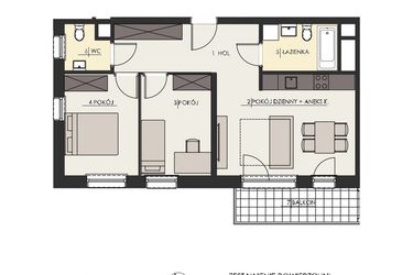 Rzut - Mieszkanie na sprzedaż 3 pokoje o powierzchni 59,14 m² - numer 40 w Osiedle Platinum III